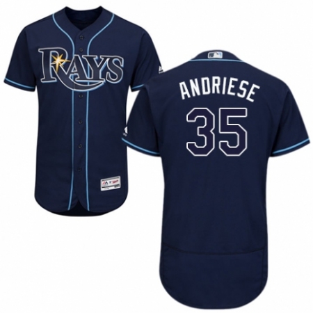 Men's Majestic Tampa Bay Rays #35 Matt Andriese Navy Blue Alternate Flex Base Authentic Collection MLB Jersey