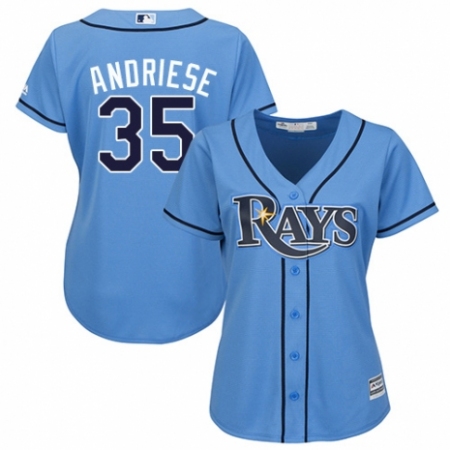 Women's Majestic Tampa Bay Rays #35 Matt Andriese Replica Light Blue Alternate 2 Cool Base MLB Jersey