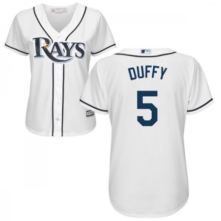 Women's Majestic Tampa Bay Rays #5 Matt Duffy Authentic White Home Cool Base MLB Jersey