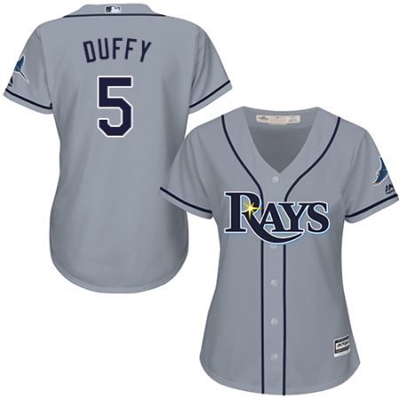 Women's Majestic Tampa Bay Rays #5 Matt Duffy Replica Grey Road Cool Base MLB Jersey