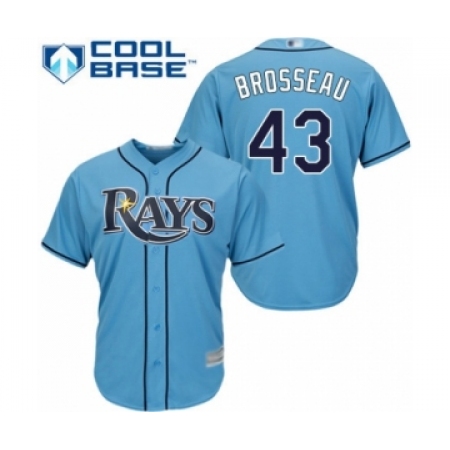 Youth Tampa Bay Rays #43 Mike Brosseau Authentic Light Blue Alternate 2 Cool Base Baseball Player Jersey
