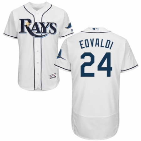 Men's Majestic Tampa Bay Rays #24 Nathan Eovaldi Home White Home Flex Base Authentic Collection MLB Jersey