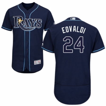 Men's Majestic Tampa Bay Rays #24 Nathan Eovaldi Navy Blue Alternate Flex Base Authentic Collection MLB Jersey