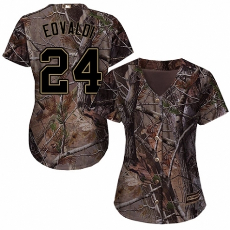 Women's Majestic Tampa Bay Rays #24 Nathan Eovaldi Authentic Camo Realtree Collection Flex Base MLB Jersey