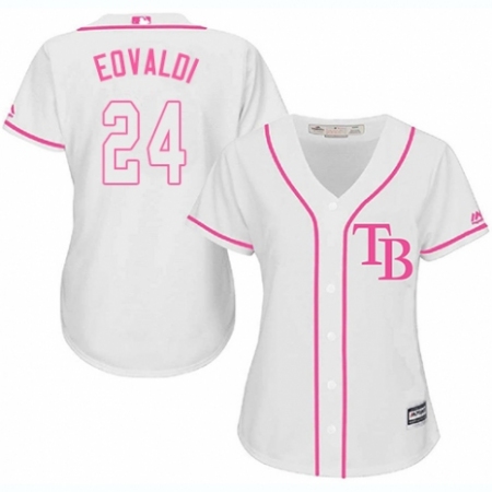 Women's Majestic Tampa Bay Rays #24 Nathan Eovaldi Authentic White Fashion Cool Base MLB Jersey