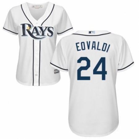 Women's Majestic Tampa Bay Rays #24 Nathan Eovaldi Authentic White Home Cool Base MLB Jersey