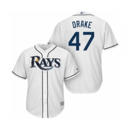 Youth Tampa Bay Rays #47 Oliver Drake Authentic White Home Cool Base Baseball Player Jersey