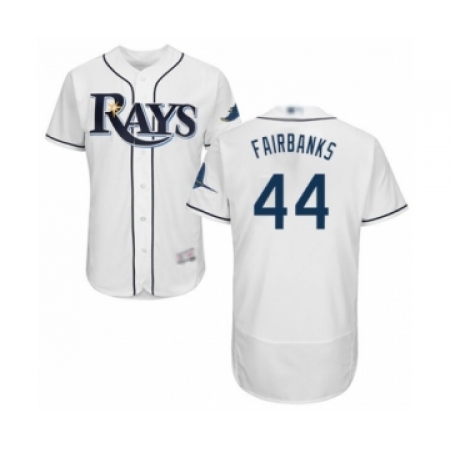Men's Tampa Bay Rays #44 Peter Fairbanks Home White Home Flex Base Authentic Collection Baseball Player Jersey