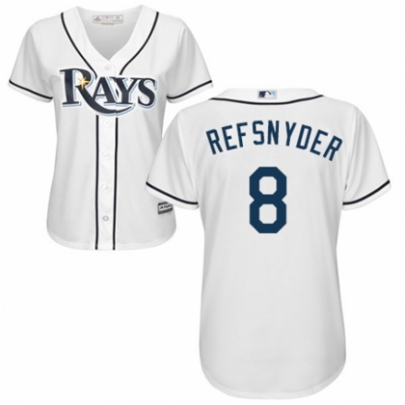 Women's Majestic Tampa Bay Rays #8 Rob Refsnyder Replica White Home Cool Base MLB Jersey