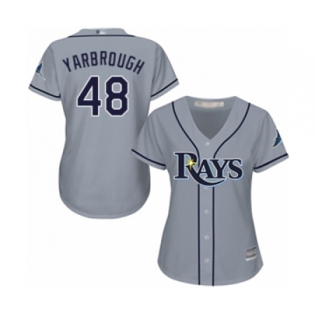 Women's Tampa Bay Rays #48 Ryan Yarbrough Authentic Grey Road Cool Base Baseball Player Jersey