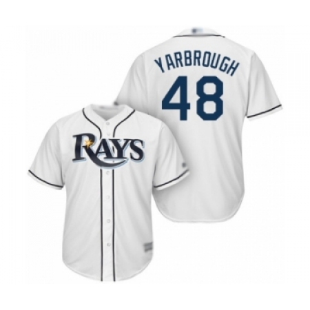 Youth Tampa Bay Rays #48 Ryan Yarbrough Authentic White Home Cool Base Baseball Player Jersey