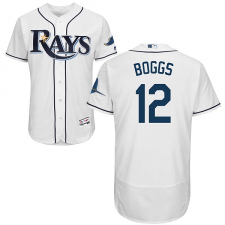 Men's Majestic Tampa Bay Rays #12 Wade Boggs Home White Flexbase Authentic Collection MLB Jersey