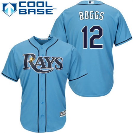 Men's Majestic Tampa Bay Rays #12 Wade Boggs Replica Light Blue Alternate 2 Cool Base MLB Jersey