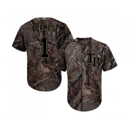 Men's Tampa Bay Rays #1 Willy Adames Authentic Camo Realtree Collection Flex Base Baseball Jersey