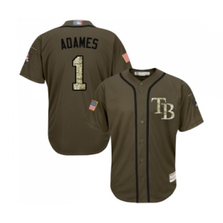 Men's Tampa Bay Rays #1 Willy Adames Authentic Green Salute to Service Baseball Jersey