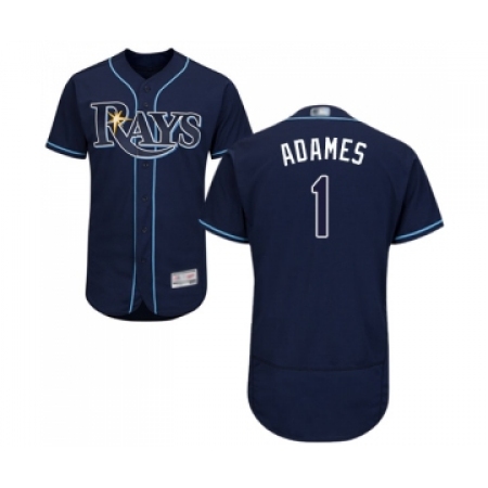 Men's Tampa Bay Rays #1 Willy Adames Navy Blue Alternate Flex Base Authentic Collection Baseball Jersey