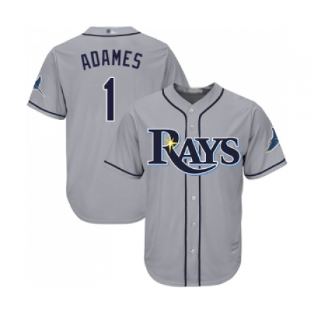Men's Tampa Bay Rays #1 Willy Adames Replica Grey Road Cool Base Baseball Jersey