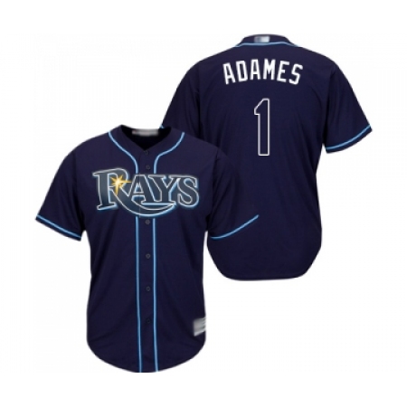 Men's Tampa Bay Rays #1 Willy Adames Replica Navy Blue Alternate Cool Base Baseball Jersey
