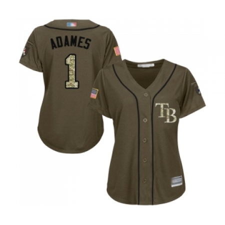 Women's Tampa Bay Rays #1 Willy Adames Authentic Green Salute to Service Baseball Jersey