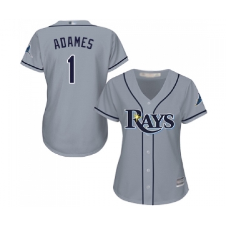 Women's Tampa Bay Rays #1 Willy Adames Replica Grey Road Cool Base Baseball Jersey