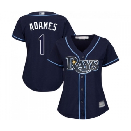 Women's Tampa Bay Rays #1 Willy Adames Replica Navy Blue Alternate Cool Base Baseball Jersey