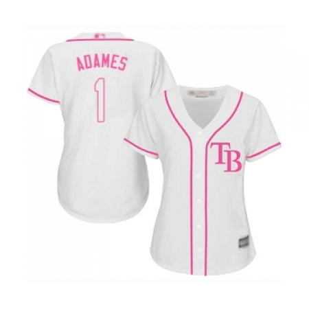 Women's Tampa Bay Rays #1 Willy Adames Replica White Fashion Cool Base Baseball Jersey