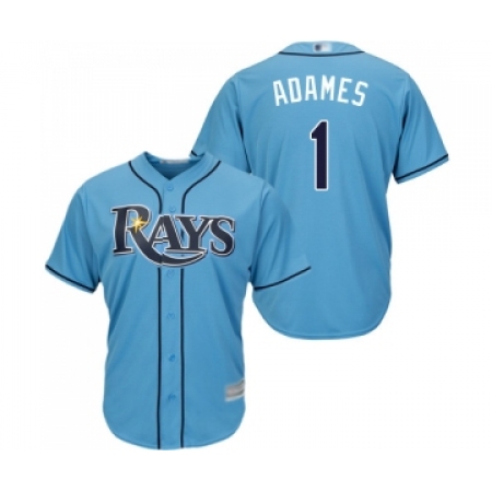 Youth Tampa Bay Rays #1 Willy Adames Replica Light Blue Alternate 2 Cool Base Baseball Jersey