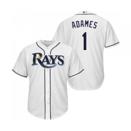 Youth Tampa Bay Rays #1 Willy Adames Replica White Home Cool Base Baseball Jersey