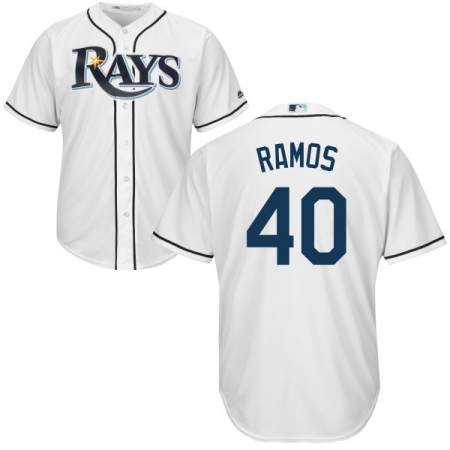 Youth Majestic Tampa Bay Rays #40 Wilson Ramos Authentic White Home Cool Base MLB Jersey