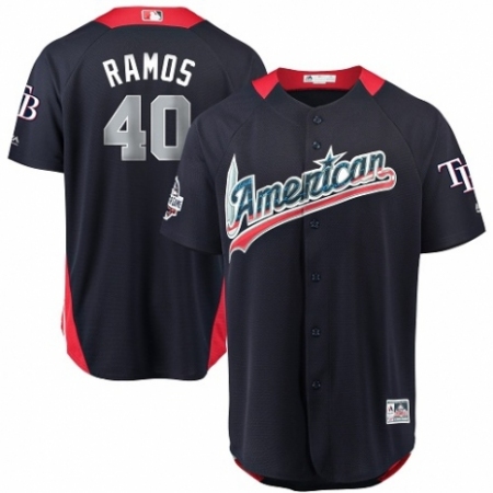 Youth Majestic Tampa Bay Rays #40 Wilson Ramos Game Navy Blue American League 2018 MLB All-Star MLB Jersey