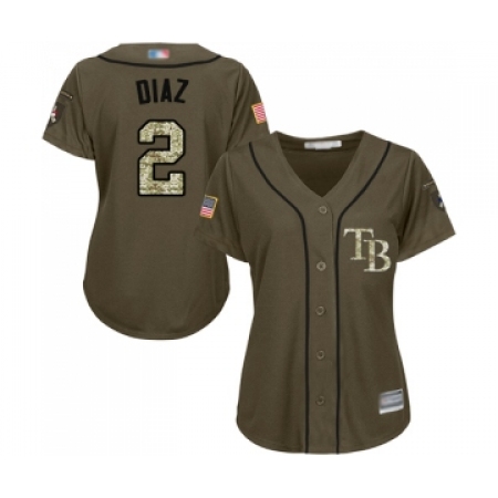 Women's Tampa Bay Rays #2 Yandy Diaz Authentic Green Salute to Service Baseball Jersey